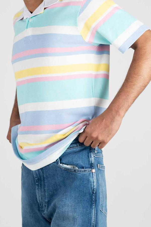 elo Eternity Premium Men's Pastel Striped Polo Shirt Assorted