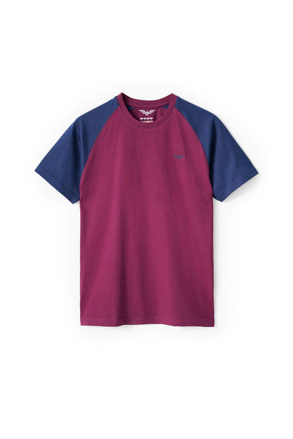 Elo Eternity Premium Men's Raglan Sleeve Tee Shirt Burgundy & Light Navy