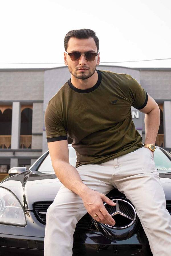 Elo Eternity Premium Men's Ringer Tee Shirt Burgundy