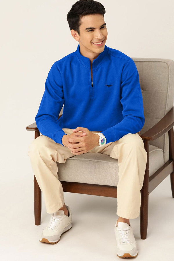 elo Eternity Premium Men's Terry Quarter Zipper Sweatshirt Royal