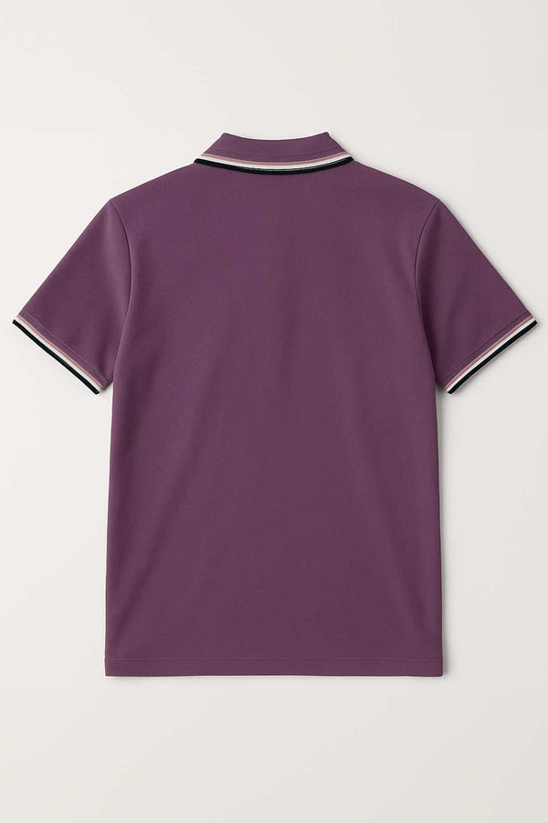 Elo Eternity Premium Men's Textured Tipped Polo Shirt Plum