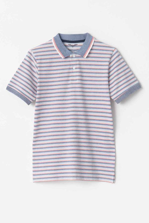 Elo Eternity Premium Men's Verona Striped Polo Shirt White & Pink