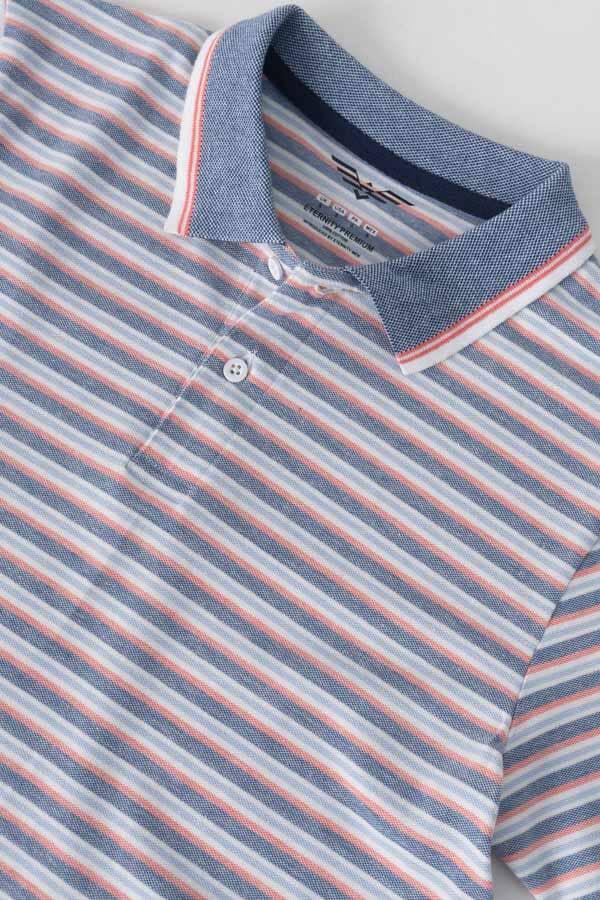 Elo Eternity Premium Men's Verona Striped Polo Shirt White & Pink