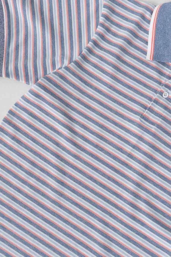 Elo Eternity Premium Men's Verona Striped Polo Shirt White & Pink