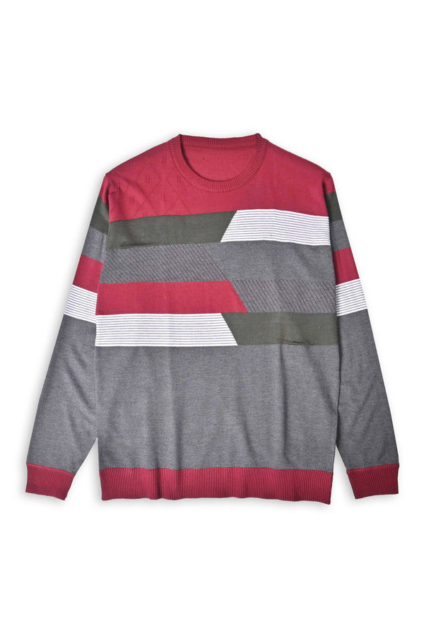 Elo Fashion Men's Contrast Panels Design Sweater Navy & Slate Grey