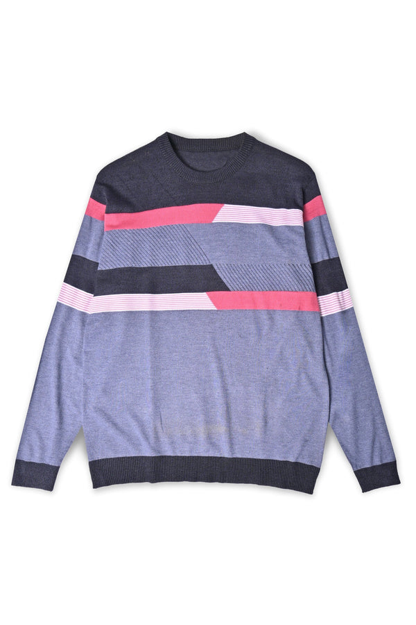 Elo Fashion Men's Contrast Panels Design Sweater Navy & Slate Grey