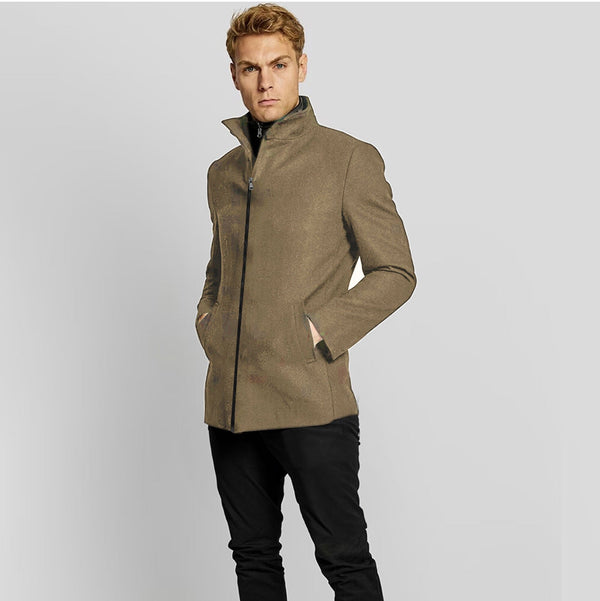 elo Fashion Men's Hasselt Long Sleeve Zipper Jacket Light Brown