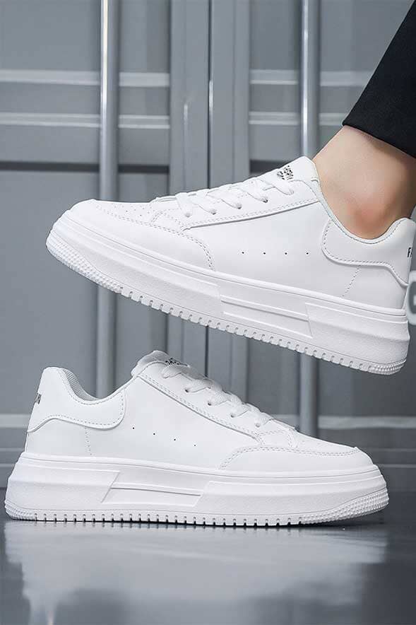 Elo Fashion Men's Lace-Up Chunky Sneakers White & Black