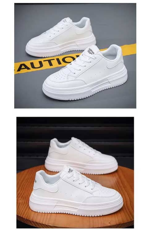 Elo Fashion Men's Lace-Up Chunky Sneakers White & Black