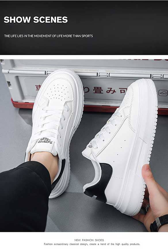 elo Fashion Men's Lace-Up Chunky Sneakers White & Black