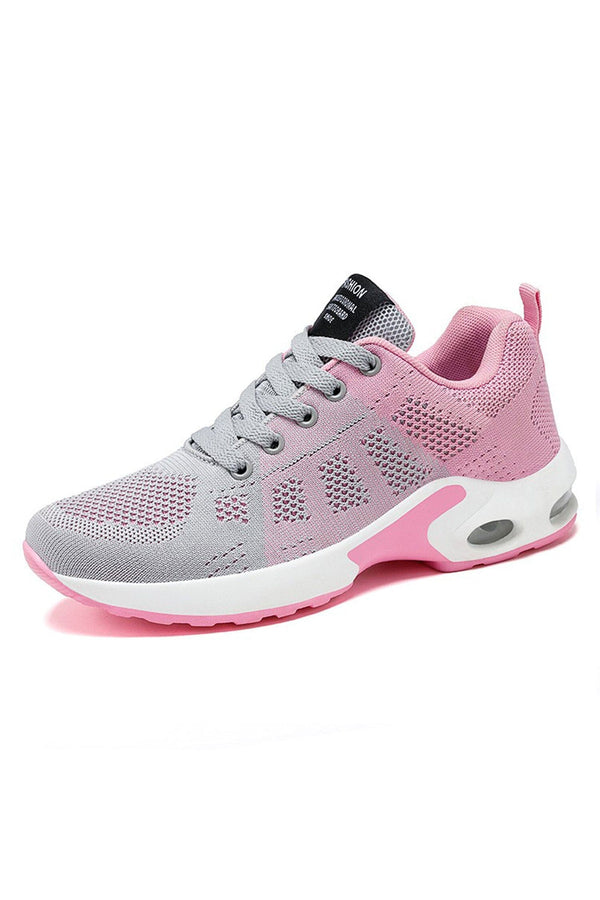 Elo Fashion Women's Air-Cushioned Lace-Up Sneakers Shocking Pink
