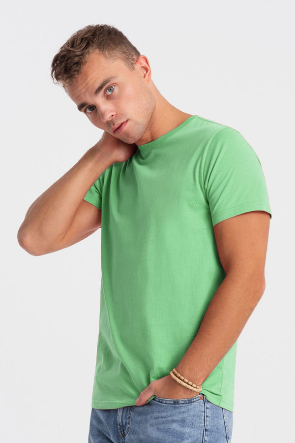 elo Fevlo Men's Palermo Solid Design Short Sleeve Tee Shirt Aqua Green