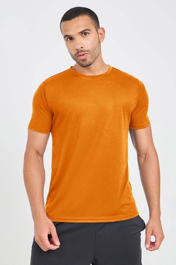 elo Fevlo Men's Solid Design Activewear Classic Tee Shirt Orange