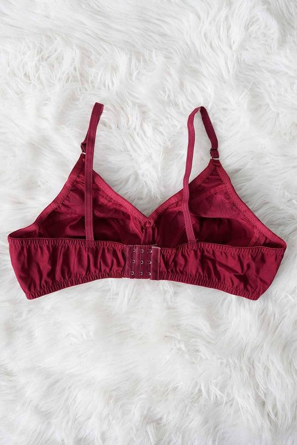 Elo Five Star Women's Embroidered Cotton Bra Maroon