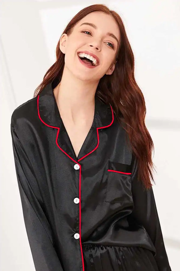 Elo FK Women’s Slawharad Piping Style Silk Fancy Night Suit Maroon