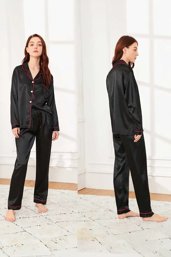 Elo FK Women’s Slawharad Piping Style Silk Fancy Night Suit Maroon