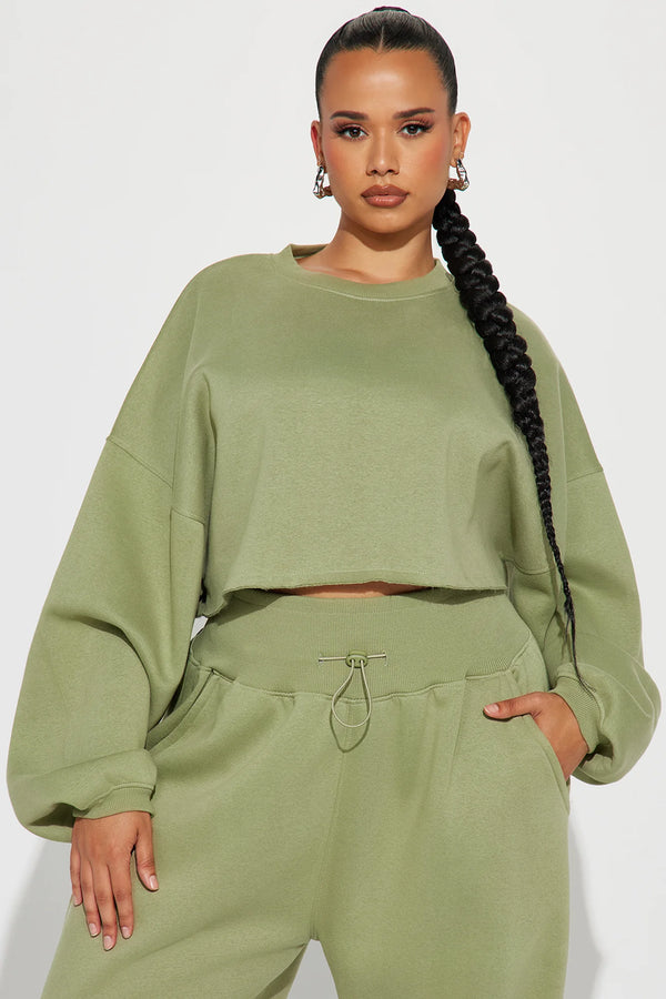 elo FN Women's Fleece Crop Top Sweatshirt Mint Green