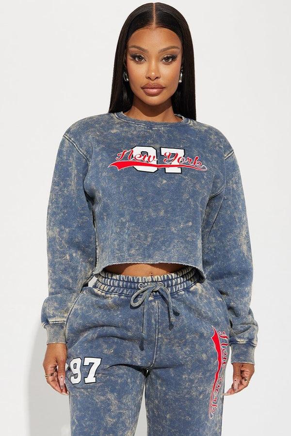 elo FN Women's New York Athletic Washed Fleece Sweatshirt Navy