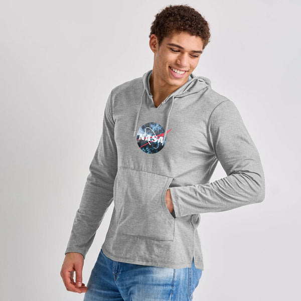 Elo Forever Men's Nasa Printed Pullover Hoodie Heather Grey
