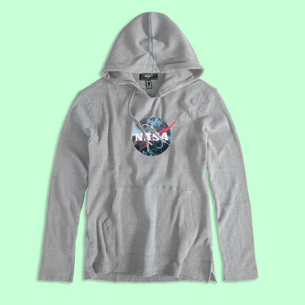 elo Forever Men's Nasa Printed Pullover Hoodie Heather Grey