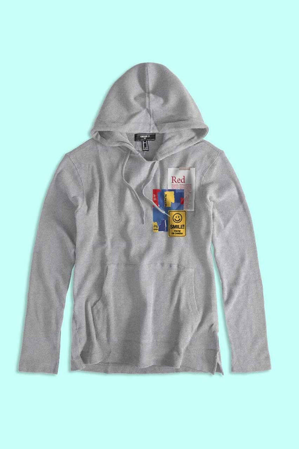 Elo Forever Men's Smile Printed Pullover Hoodie Heather Grey