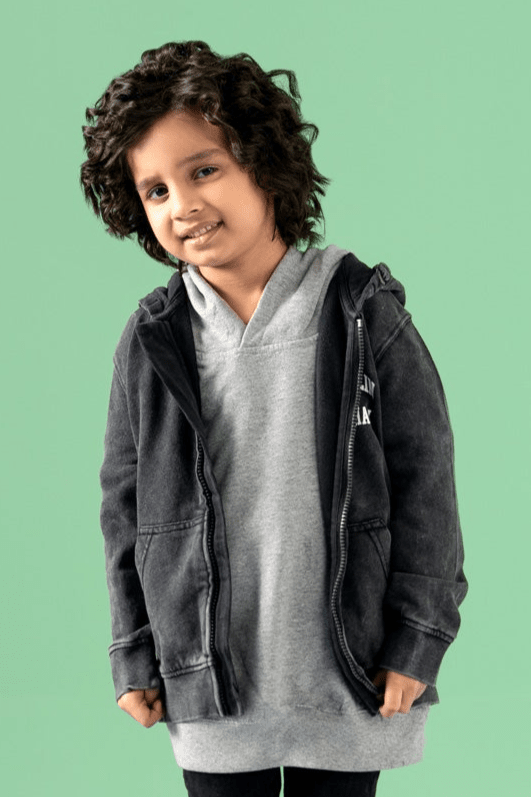 elo Franklin & Marshall Kid's Printed Zipper Hoodie Smog Black