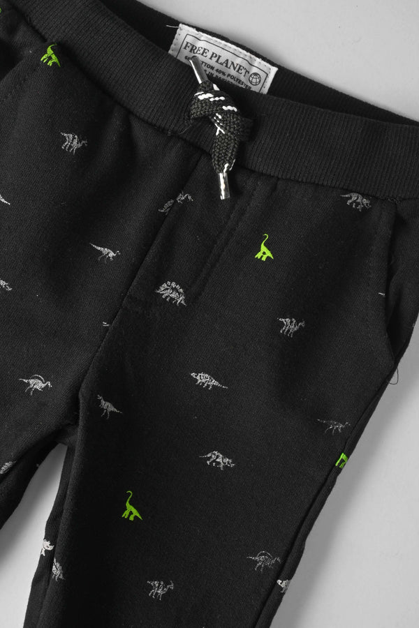 Elo Free Planet Kid's Dinosaur Printed Jogger Pants Black