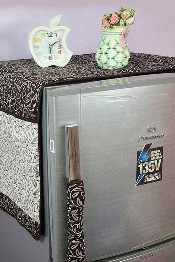 Elo Fridge Cover Made By Dual Layer Cotton Polyster Filling Quilted Fabric Washable Stuff Brown