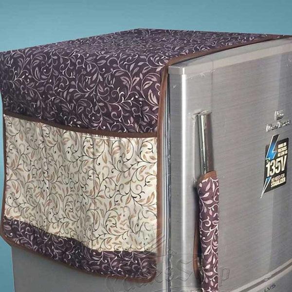 Elo Fridge Cover Made By Dual Layer Cotton Polyster Filling Quilted Fabric Washable Stuff Brown