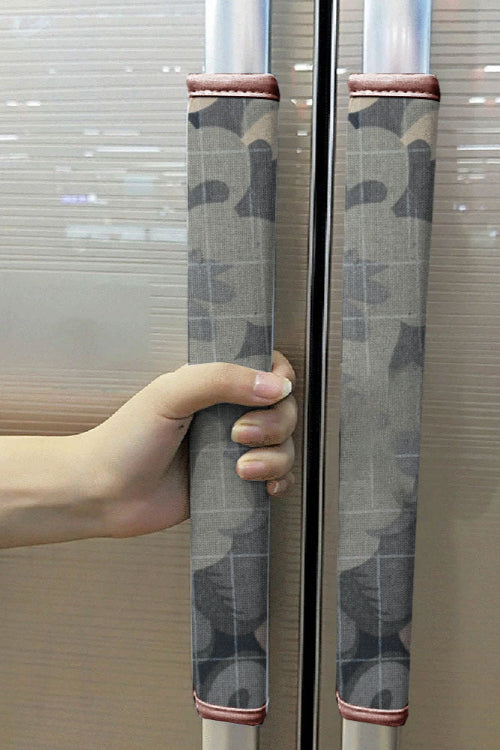 Elo Fridge Handle Covers Filling Quilted Fabric White & Sky