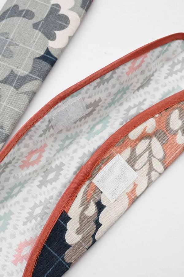 Elo Fridge Handle Covers Filling Quilted Fabric White & Sky