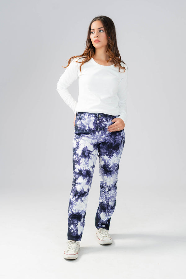 Elo GAP Women's Tie & Dye Straight Fit Denim Navy & White
