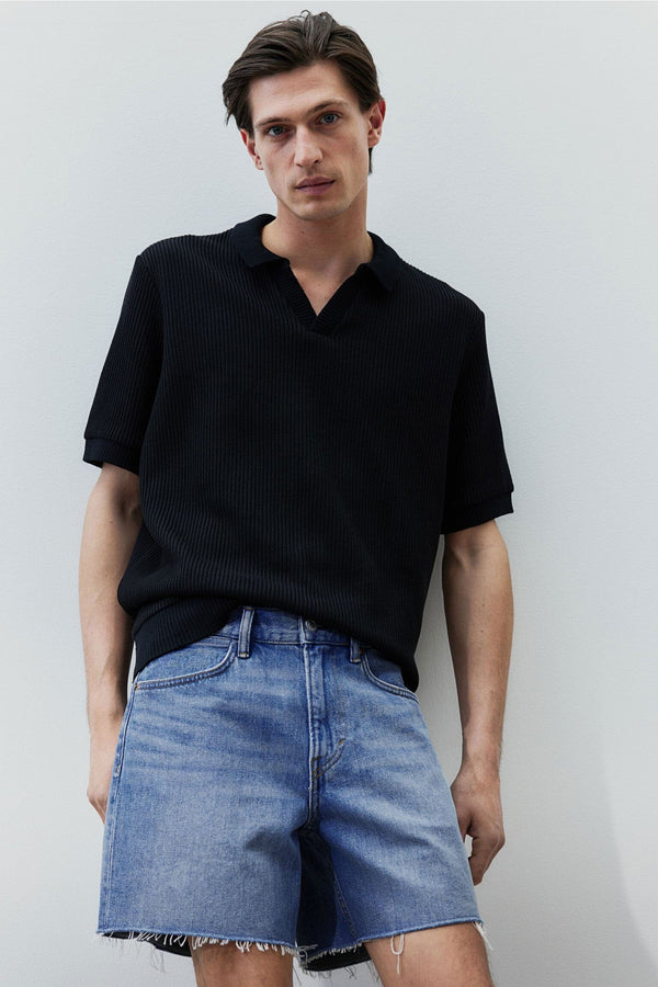 Elo Genuine F&F Men's Wide Leg Distressed Denim Shorts Blue