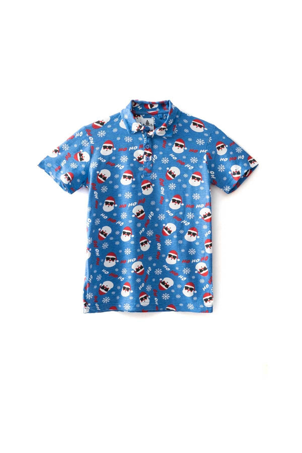 Elo George Boy's Printed Short Sleeve Polo Shirt Blue