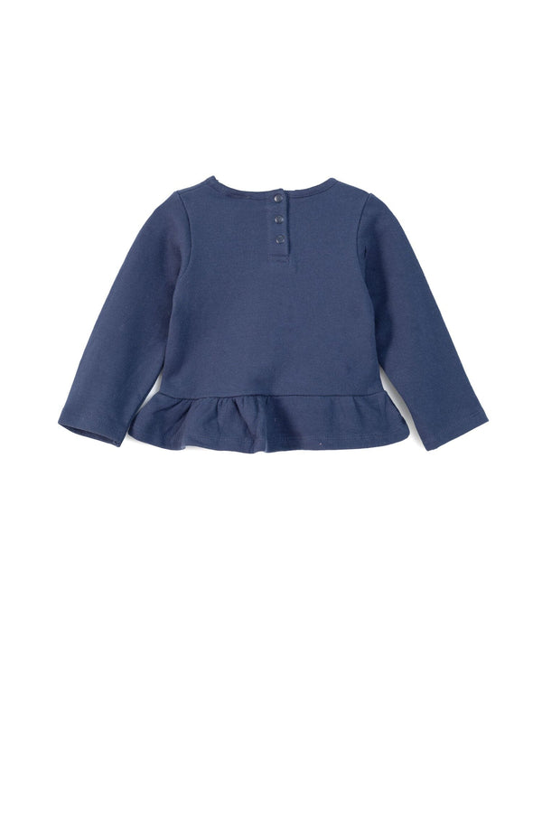 Elo Girl's Fairy Printed Frilled Bottom Fleece Frock Navy