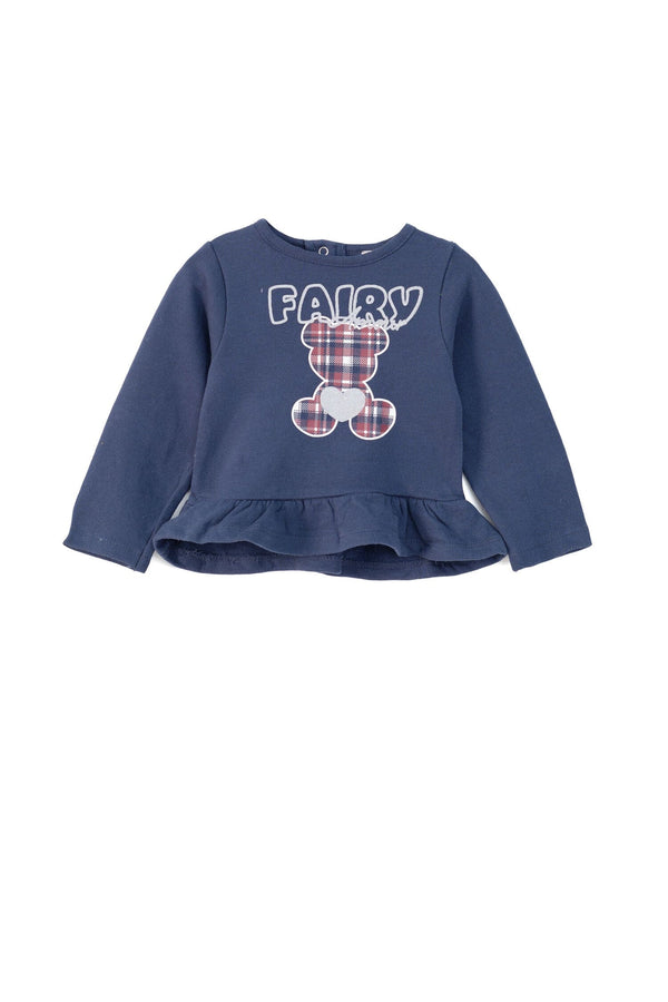 elo Girl's Fairy Printed Frilled Bottom Fleece Frock Navy