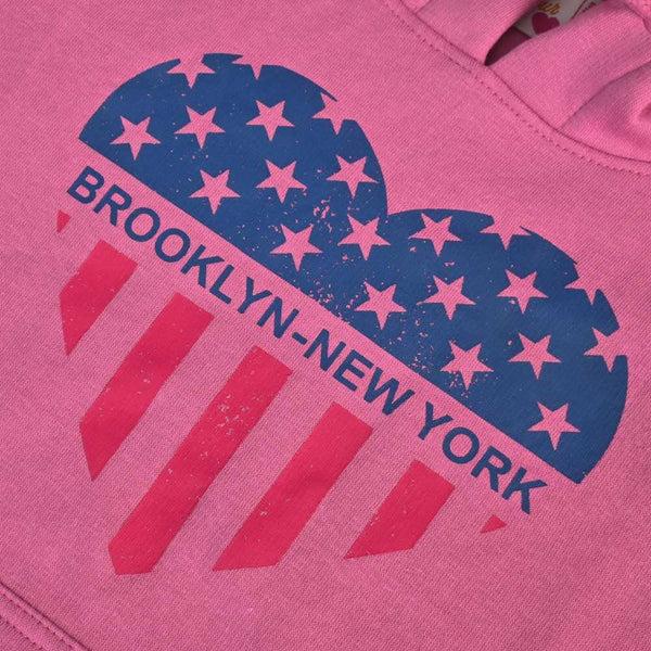 Elo Girl's Heart Brooklyn Printed Pullover Hoodie Blue