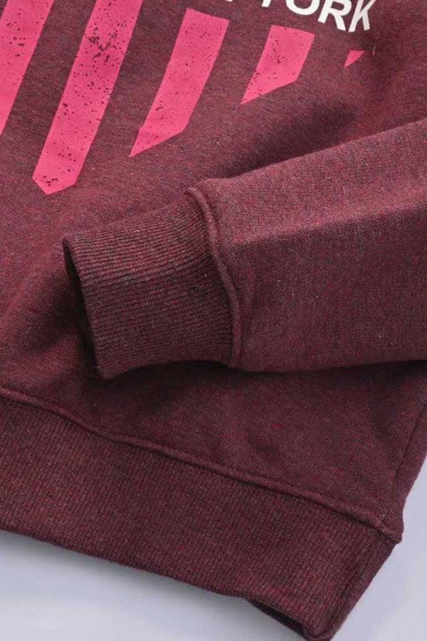 Elo Girl's Love Lyallpur Heart Brooklyn Printed Fleece Hoodie Burgundy & White
