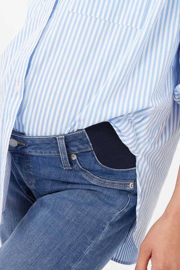 Elo GP Women's Inset Panel Straight Maternity Jeans Blue