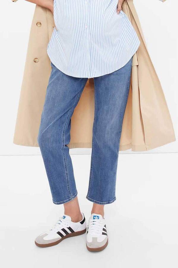 elo GP Women's Inset Panel Straight Maternity Jeans Blue