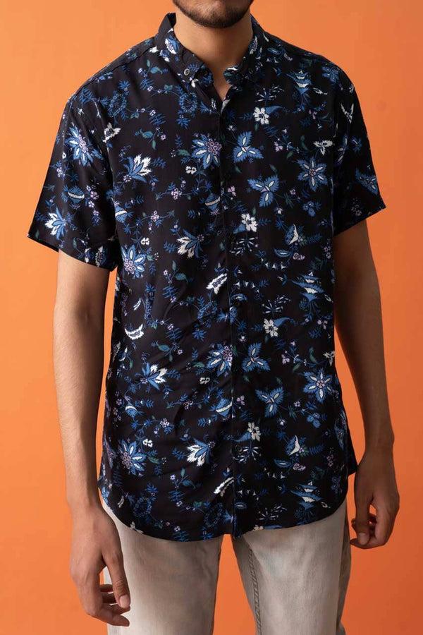 elo Gravity Men's Button Down Short Sleeve Casual Shirt Black