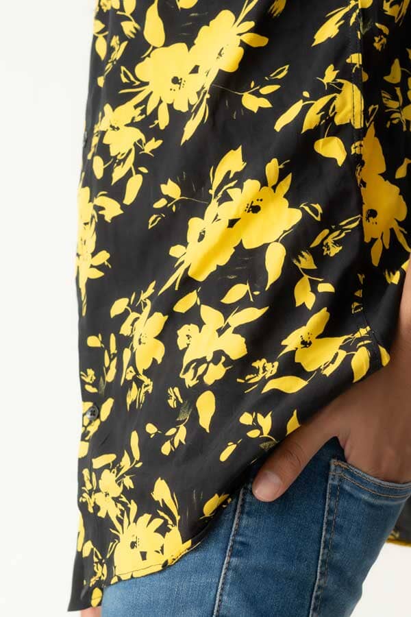 Elo Gravity Men's Lyon Printed Casual Shirt Black & Yellow