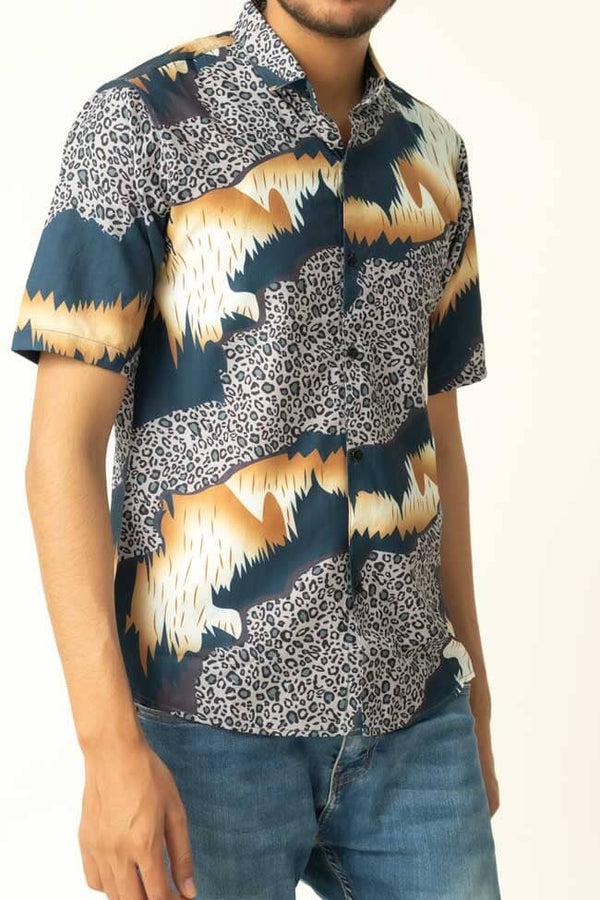 Elo Gravity Men's Printed Short Sleeve Austin Casual Shirt