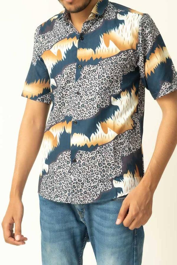 Elo Gravity Men's Printed Short Sleeve Austin Casual Shirt