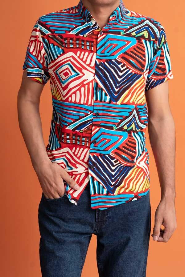 Elo Gravity Men's Short Sleeve Button Down Casual Shirt