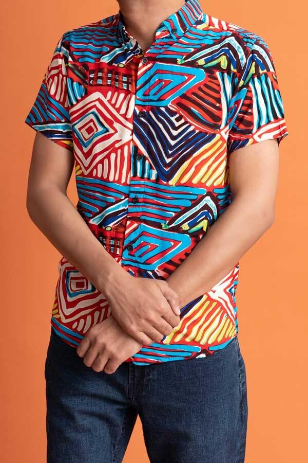 elo Gravity Men's Short Sleeve Button Down Casual Shirt