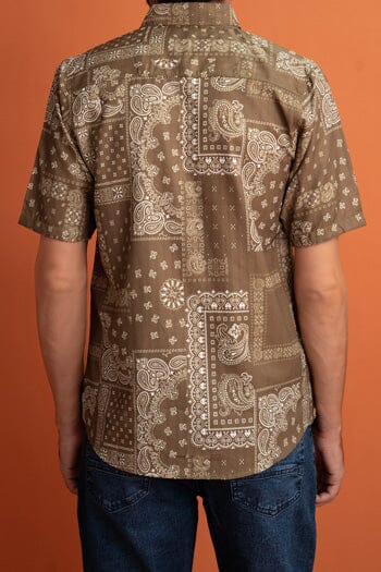 Elo Gravity Men's Slim Fit Short Sleeve Casual Shirt Olive