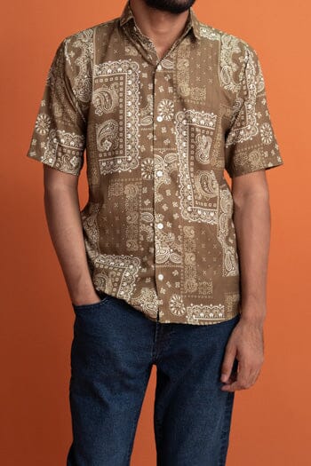 elo Gravity Men's Slim Fit Short Sleeve Casual Shirt Olive