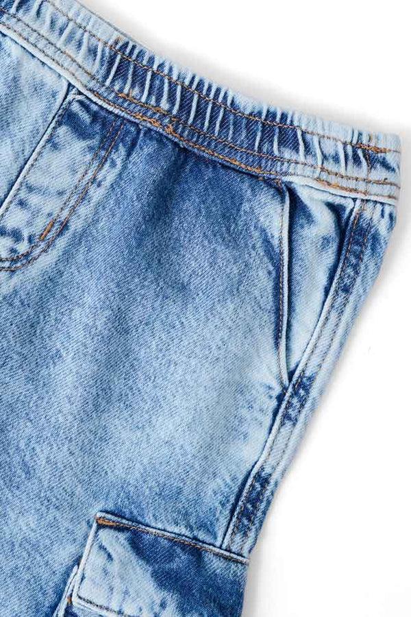 Elo GS Girl's Cargo Washed Denim Shorts Washed Blue