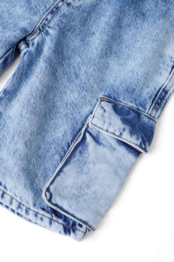Elo GS Girl's Cargo Washed Denim Shorts Washed Blue